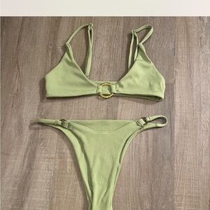 SHEIN Light Green Ribbed Bikini Set
